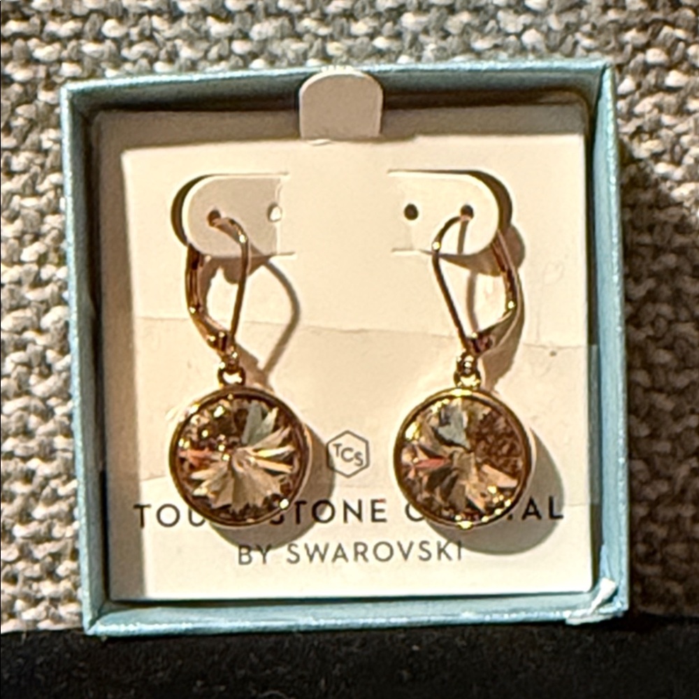 Touchstone Crystal by Swarovski Rose Gold Lulu Earrings NEW
